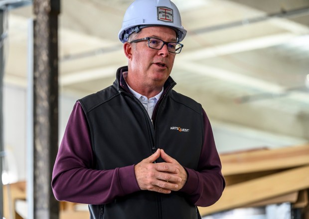 Curt Mosel, Chief Operating Officer, ArtsQuest speaks during a media tour of its new Creative Factory on Thursday, May 14, 2026, in Bethlehem. The informal walking tour shows the latest construction progress ahead of the building's anticipated soft opening later this year and highlights key spaces throughout the facility, including hospitality and event areas, classrooms, artist studios, gallery spaces, glass studio with observation space, performing art theater and more. (April Gamiz/The Morning Call)