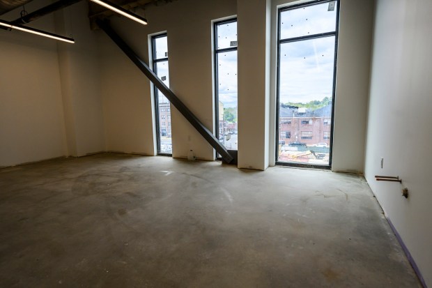 Artist spaces are shown during a media tour of ArtsQuest's new Creative Factory on Thursday, May 14, 2026, in Bethlehem. The informal walking tour shows the latest construction progress ahead of the building's anticipated soft opening later this year and highlights key spaces throughout the facility, including hospitality and event areas, classrooms, artist studios, gallery spaces, glass studio with observation space, performing art theater and more. (April Gamiz/The Morning Call)