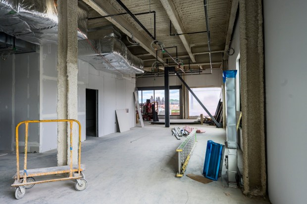 The fifth floor that will include hospitality and event areas is shown during a media tour of ArtsQuest's new Creative Factory on Thursday, May 14, 2026, in Bethlehem. The informal walking tour shows the latest construction progress ahead of the building's anticipated soft opening later this year and highlights key spaces throughout the facility, including hospitality and event areas, classrooms, artist studios, gallery spaces, glass studio with observation space, performing art theater and more. (April Gamiz/The Morning Call)