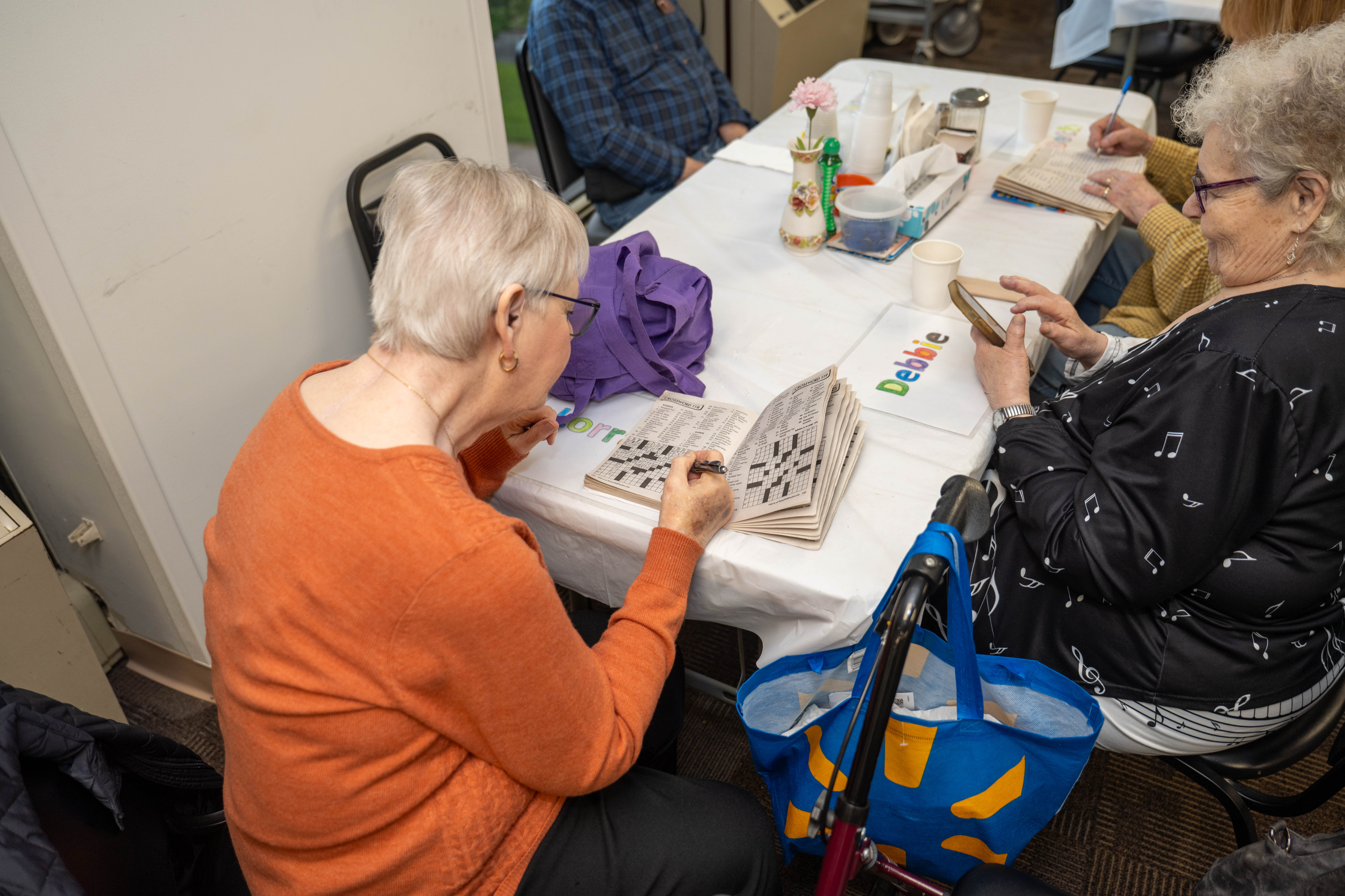 Lorriane Donchez works on a puzzle crossword puzzle on Wednesday,...