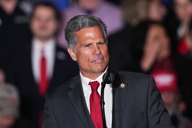 U.S. Rep. Dan Meuser, R-Pa., speaks before President Donald Trump arrives at the Mount Airy Casino Resort in Mt. Pocono, Pa., Tuesday, Dec. 9, 2025. (Matt Rourke/AP)