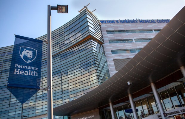 The exterior of Penn State Milton S. Hershey Medical Center. (Courtesy Penn State Health, via Spotlight PA)