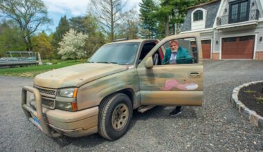 Fred Hagen speaks about the war-damaged truck of Ukrainian President Volodymyr Zelensky from his 2014-15 television series "Servant of the People," which he won at auction.