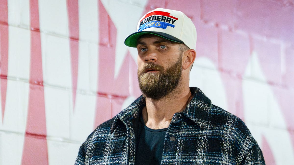 Bryce Harper walking into Citizens Bank Park stadium in Philadelphia
