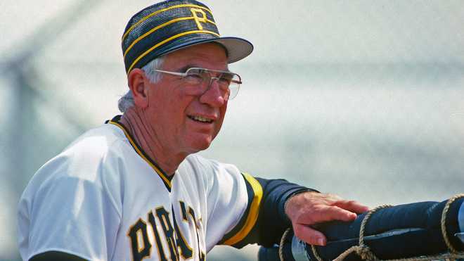 BRADENTON, FL - MARCH 1985:  Hitting coach Bob Skinner of the Pittsburgh Pirates watches batting practice during spring training at the Pirates City training complex in March 1985 in Bradenton, Florida.  (Photo by George Gojkovich/Getty Images)