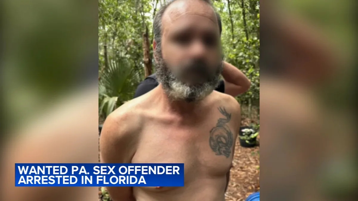Wanted fugitive sex offender from Pennsylvania captured while living in woods behind home in Florida