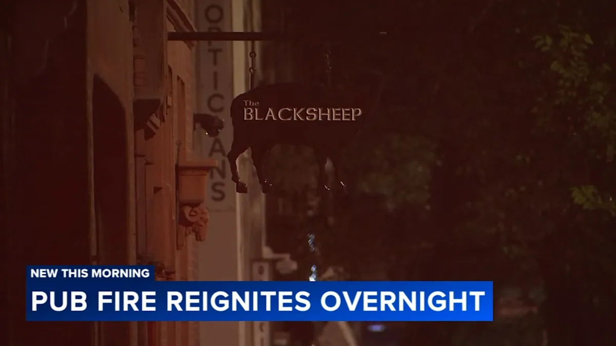 Overnight fire rekindles at Black Sheep Pub in Center City Philadelphia