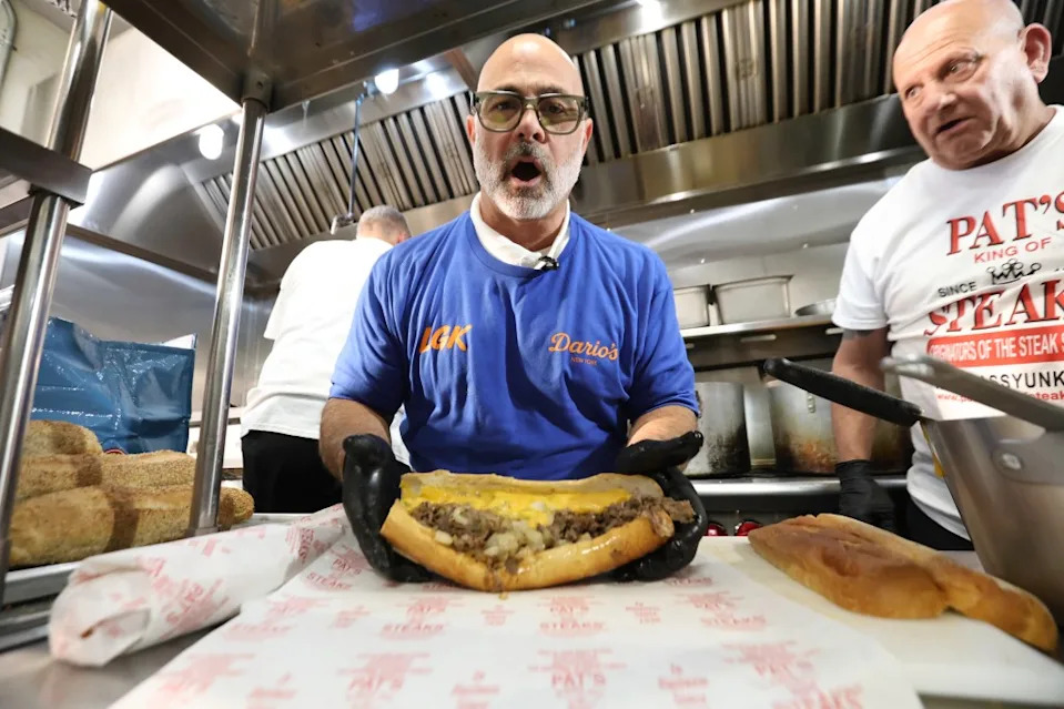 Oliveri preps a Philly cheesesteak — which his family claims to have invented. James Messerschmidt for the NY Post