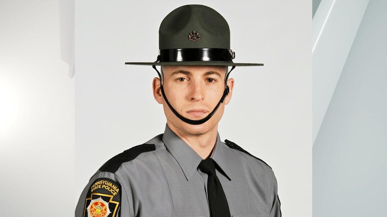 This undated photo released by the Pennsylvania State Police shows Pennsylvania State Police Cpl. Timothy O’Connor Jr. (Pennsylvania State Police via AP)