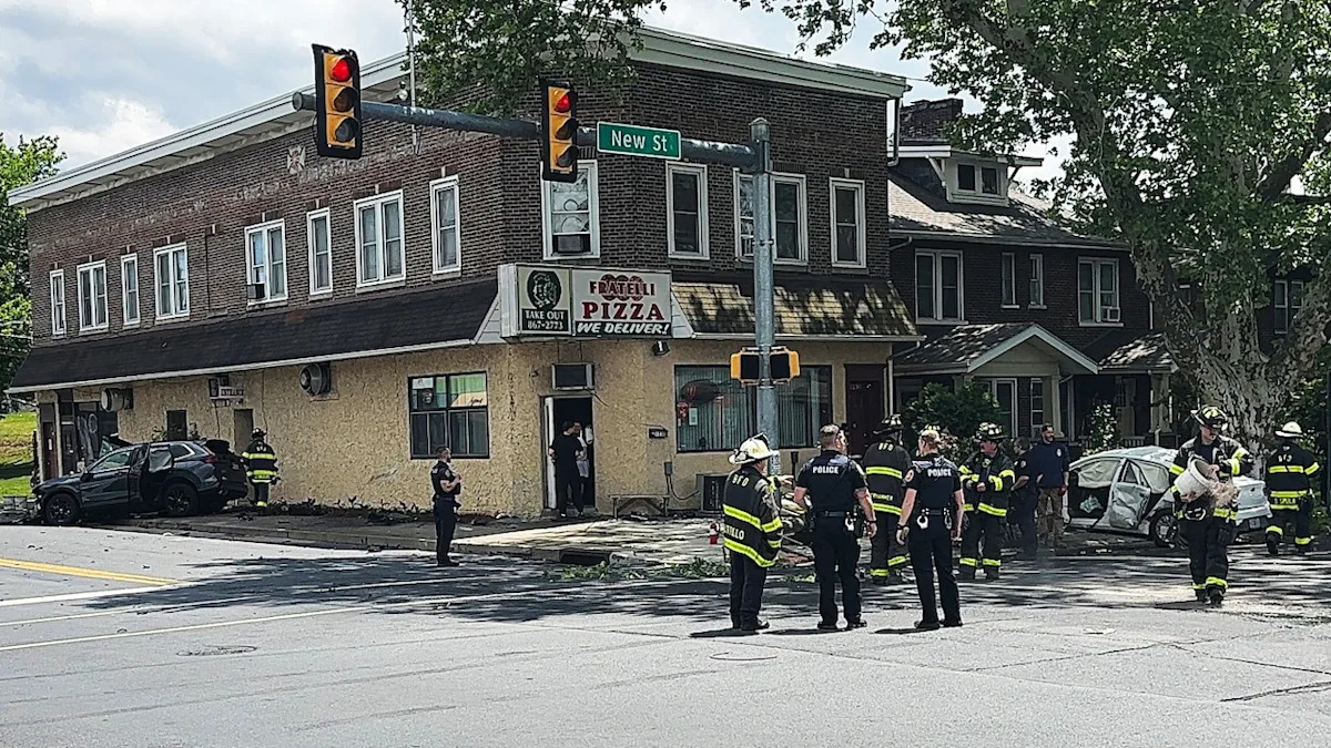Fiery Bethlehem crash sends 3 to hospital, brings down power lines: police