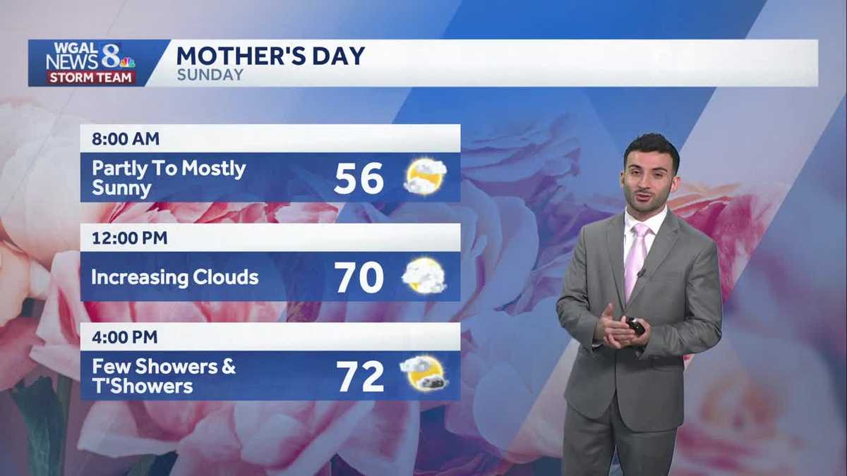 Mainly clear & cool overnight; few PM showers on Mother’s Day for south-central Pennsylvania