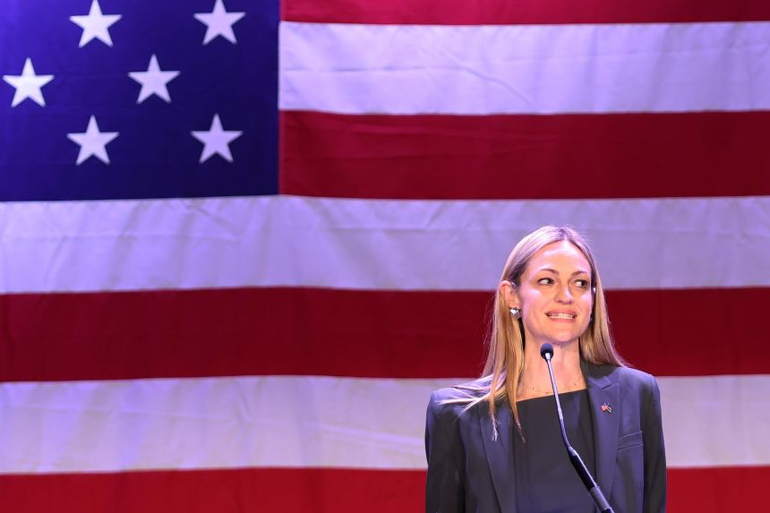 Mayor of Scranton Paige Cognetti speaks during an election night watch party for Sen. Bob Casey in Scranton, Pennsylvania, on November 5, 2024.