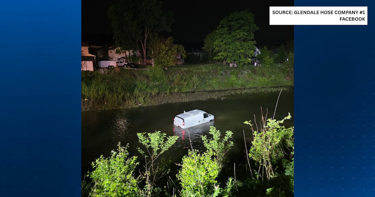 Van goes over hillside, into creek in Allegheny County