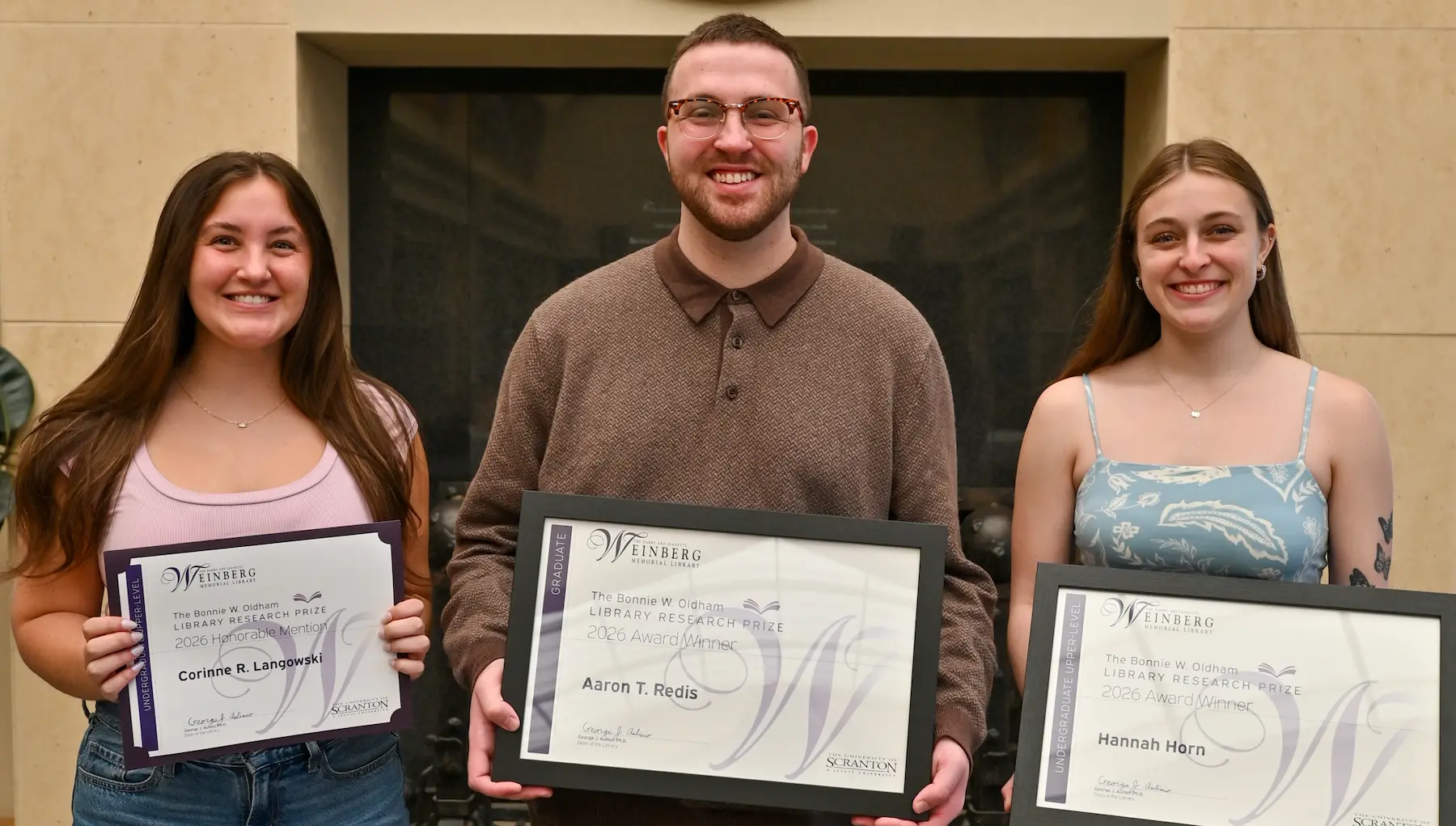 2026 Bonnie W. Oldham Library Research Prize Winners