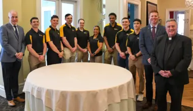 ROTC Students Gather With Father Marina, Former U.S. Sen. Casey