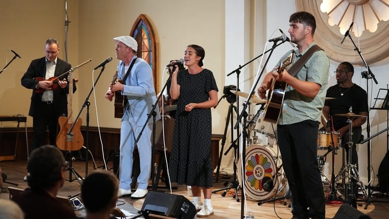 Conrad Fisher, Rose Stoltzfus and Ben Stoltzfus perform at Ragamuffin...