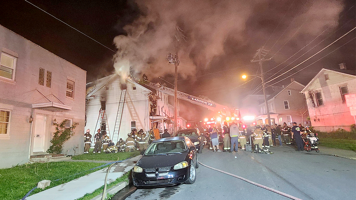 A house burning in Lewistown, PA