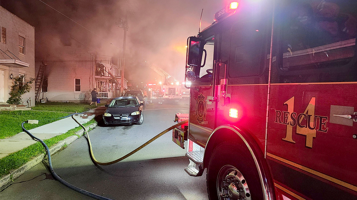 Fire crews responding to a fire in Pennsylvania