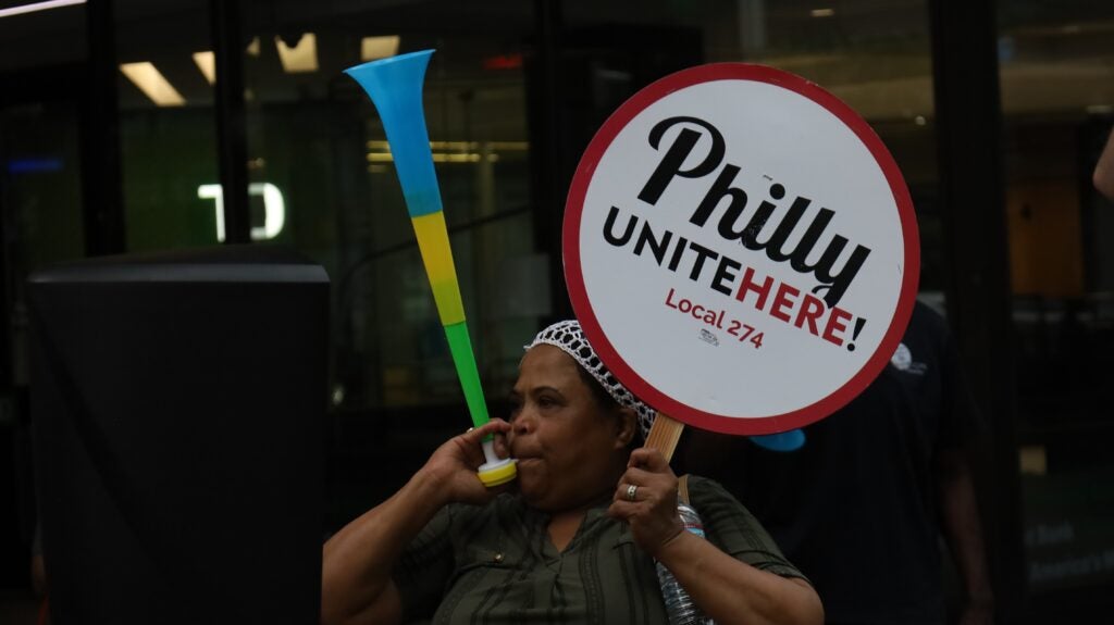 one striker protesting