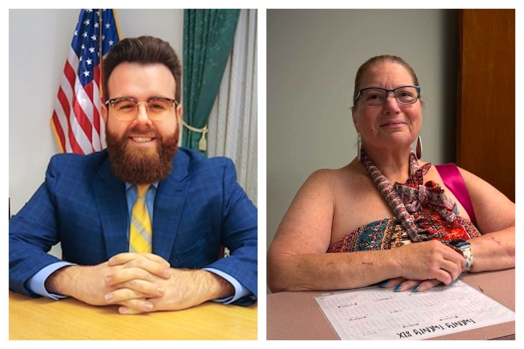 Left: Upper Darby elected official Noah Fields (photo via official Upper Darby government site | Right: Delco resident Shellie Siegel Hoyt Zollo, the woman he is suing (photo courtesy Shellie Siegel Hoyt Zollo