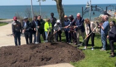 Dirt flies as leaders mark start of construction on new trail along Lake Erie
