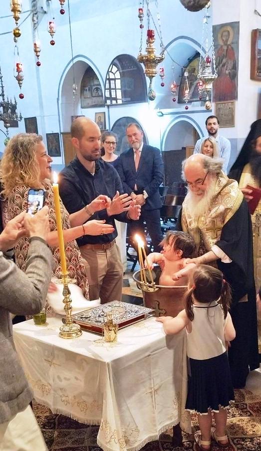 Patriarch of Jerusalem celebrated baptism at the Grotto of Bethlehem