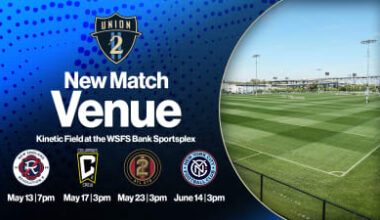 Philadelphia Union II to Host Next Four Home Matches at WSFS Bank Sportsplex