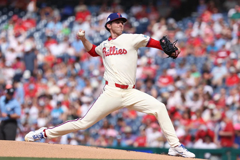 Jun 6, 2026; Philadelphia, Pennsylvania, USA; Philadelphia Phillies pitcher Andrew Painter (24) throws a pitch against the Chicago White Sox during the first inning at Citizens Bank Park. Mandatory Credit: Bill Streicher-Imagn Images
