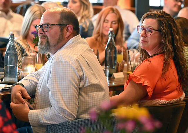 <p>Jonathan Nelson, president of Nelson Real Estate, sits next to his wife, Melissa, during the Jean Yates Awards Luncheon. Nelson was the recipient of the Community Partnership Award for 2025.</p>
<p>Tony Callaio | For Sunday Dispatch</p>