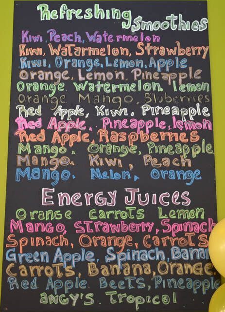 <p>Some of the latest smoothies offered at Angy’s Tropical Juice Bar at 14 Market St., Pittston.</p>
<p>Tony Callaio | For Sunday Dispatch</p>