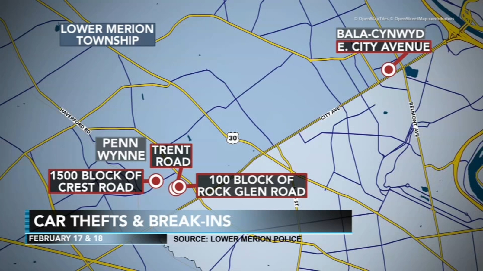 Police in Lower Merion Township are warning residents after multiple cars stolen, broken into