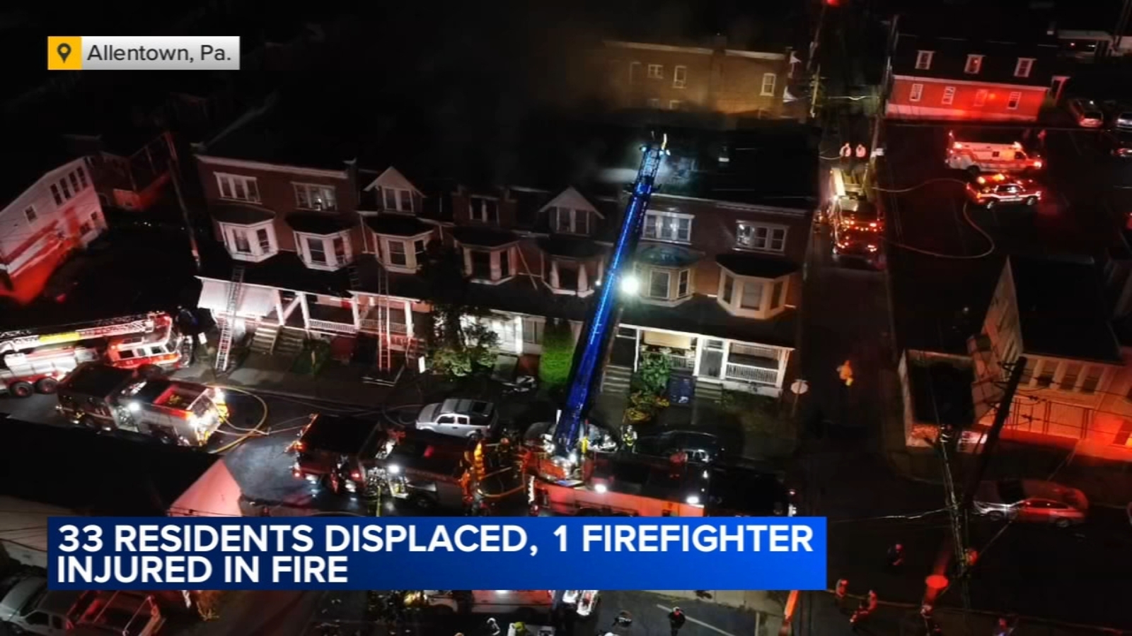 Several homes destroyed, 33 displaced after 4-alarm fire in Allentown, Pennsylvania