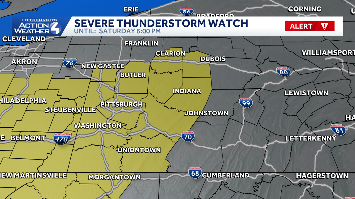 Severe Thunderstorm Watch in place for Western Pa. on June 6, 2026