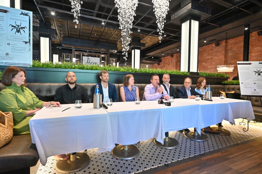 Those involved with the film "Arachnophilia" announced plans for local involvement and economic impact during an event at A'tera 519 restaurant in Scranton.