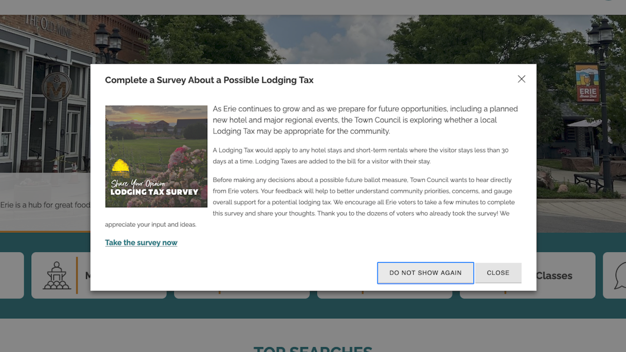 ERIE-LODGING-TAX PKG CR survey website town of erie