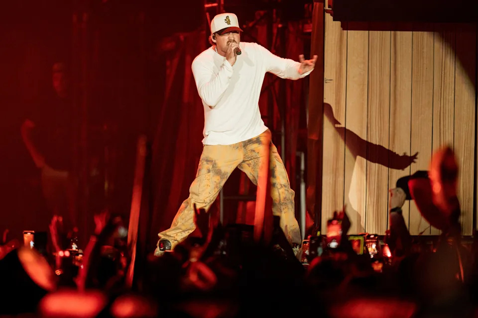 Morgan Wallen performs during his One Night at a Time Tour concert at Nissan Stadium on May 2, 2024, in Nashville, where he was arrested less than a month ago for throwing a chair off the rooftop of Chief’s.