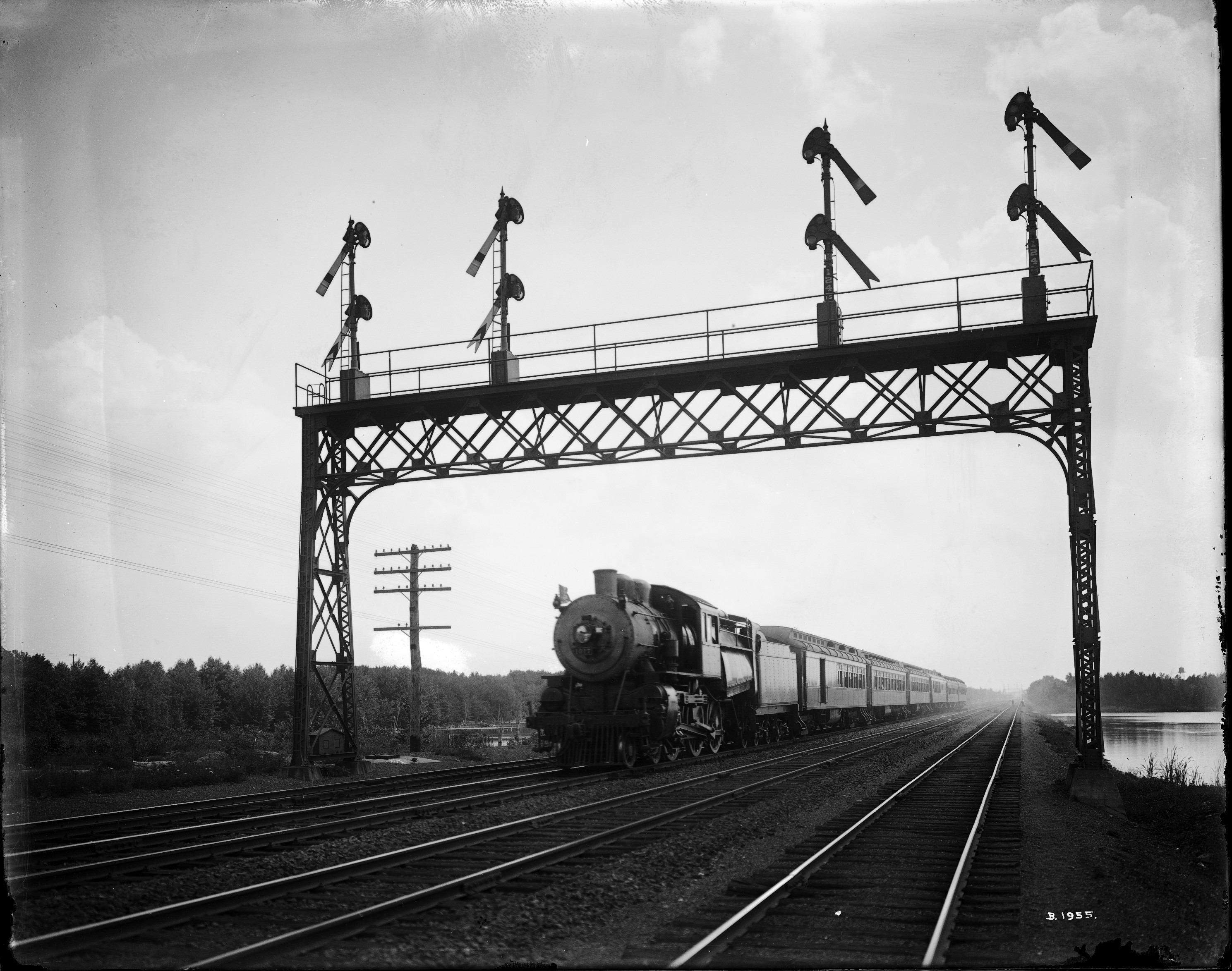 Locomotive No. 1017 travels west in Gouldsboro in 1914. (IMAGE...