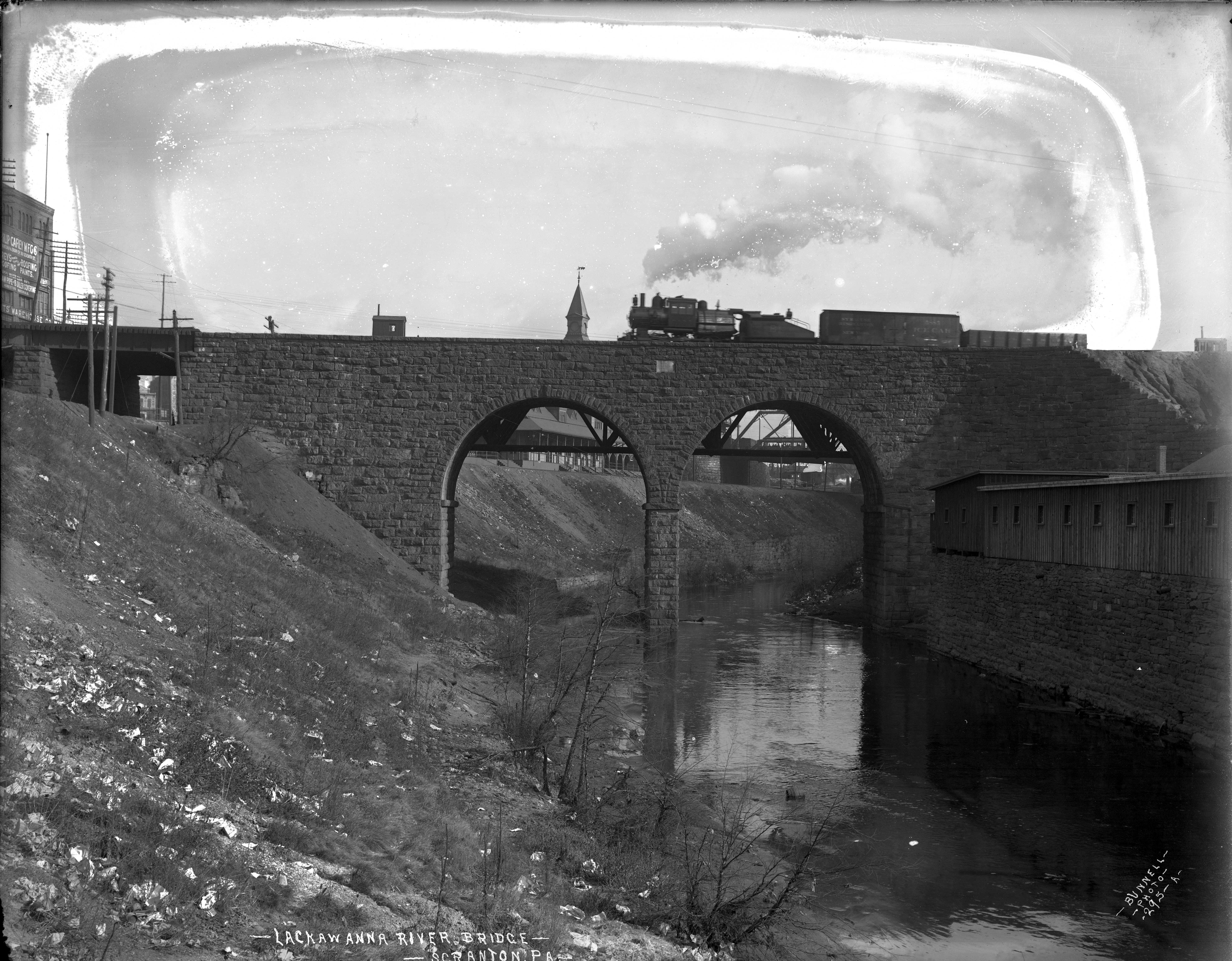 A train rolls over the Lackawanna River Bridge in 1905....