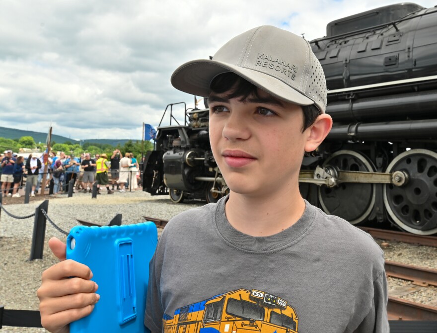 Brendan Munoz, 12, of Roselle Park, New Jersey, was excited to see both Big Boy engines at the Steamtown National Historic Site.