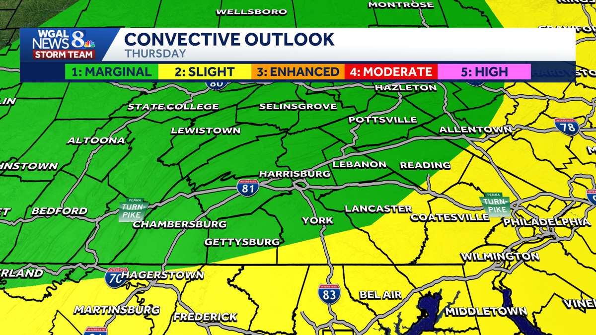 South-central Pa. weather: Scattered thunderstorms possible Thursday