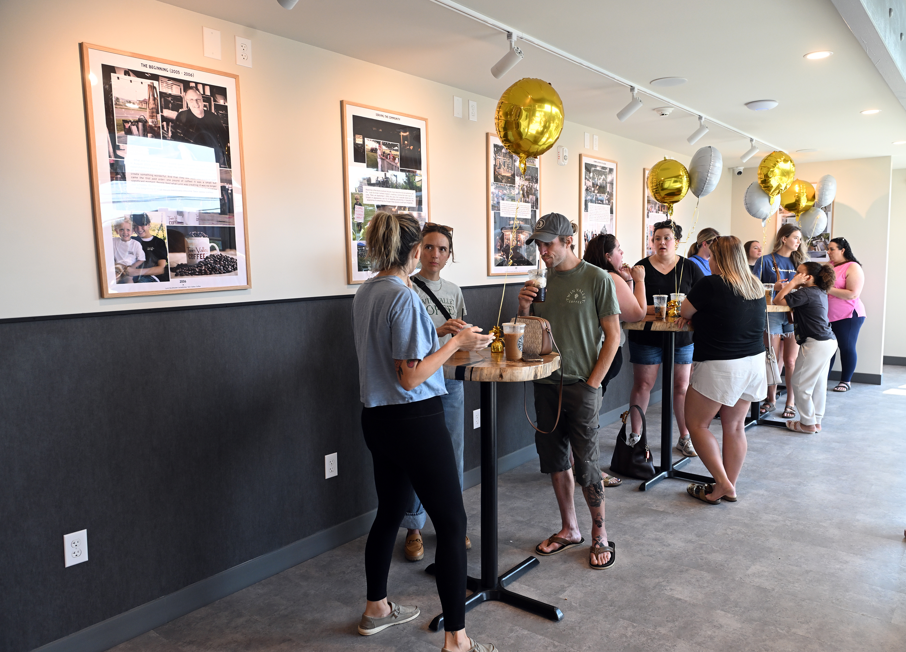 Customers at Twin Valley Coffeeâs grand opening âhomecoming weekendâ celebration...