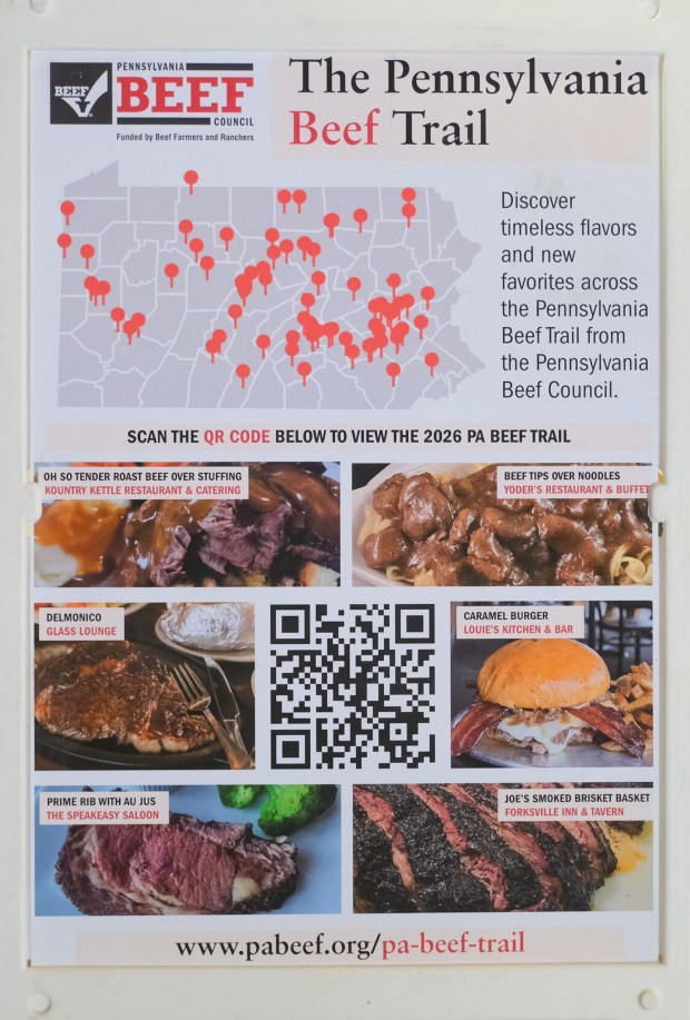 The Pennsylvania Beef Council celebrated the launch of the Pennsylvania Beef Trail on Friday, May 29, 2026 at Saucony Creek Brewing Co. in Kutztown. The council created an online resource that highlights and maps out nominated beef dishes at Pennsylvania restaurants. (Sharon Merkel/Special to The Morning Call)