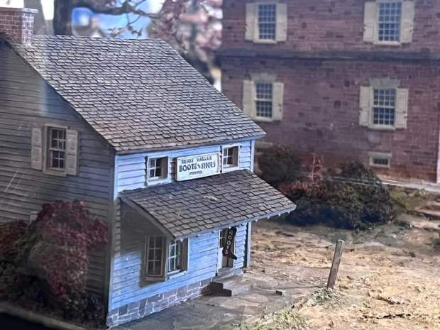 Col. Henry Haller's bootery is seen this model of Colonial Reading made by the Museum Extension Project, W.P.A., and dedicated to the Historical Society of Berks County, now Berks History Center, in 1941. (Courtesy of Floyd Turner, a former president of the BHC)