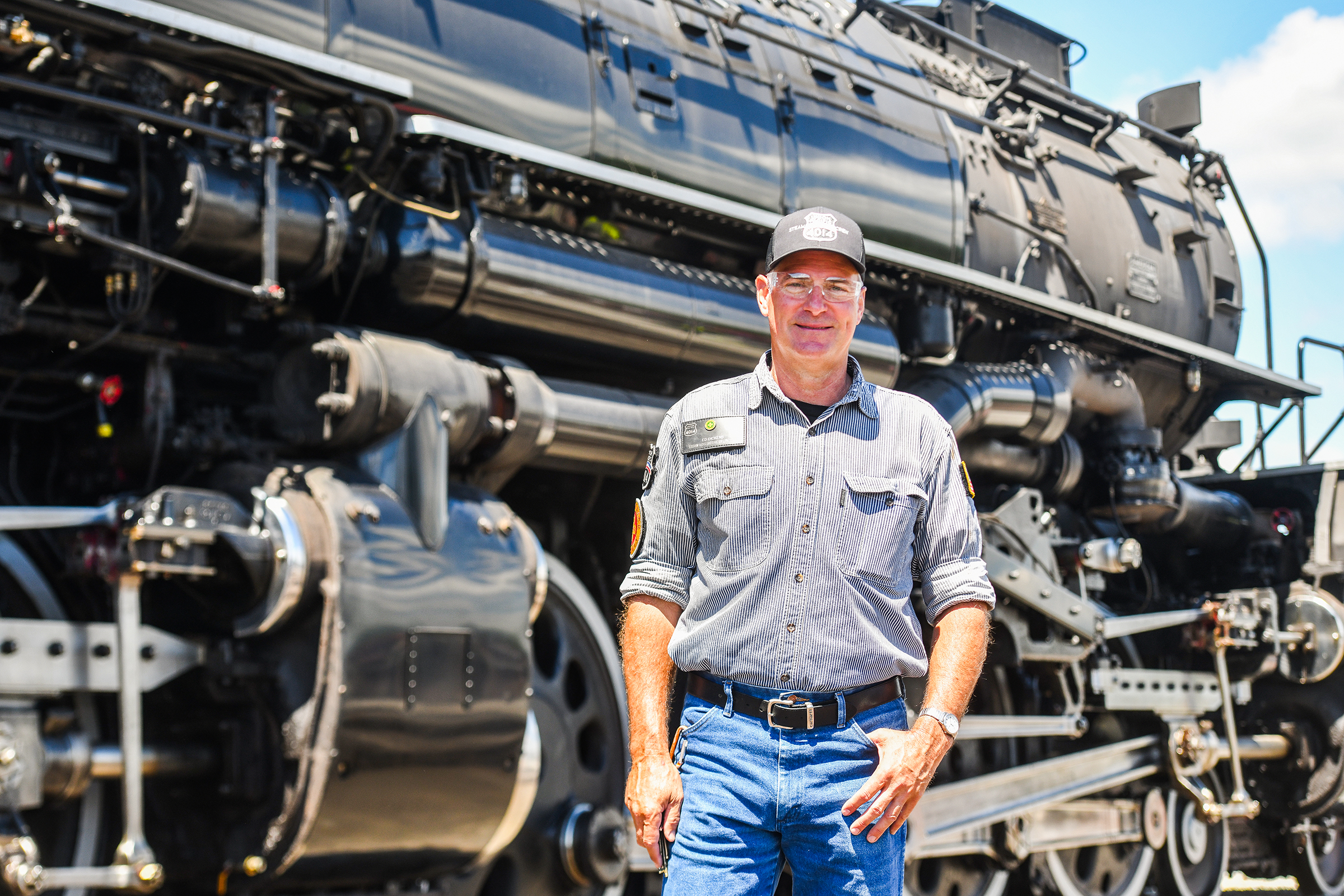 Engineer of Union Pacific’s Big Boy 4014 Ed Dickens poses...