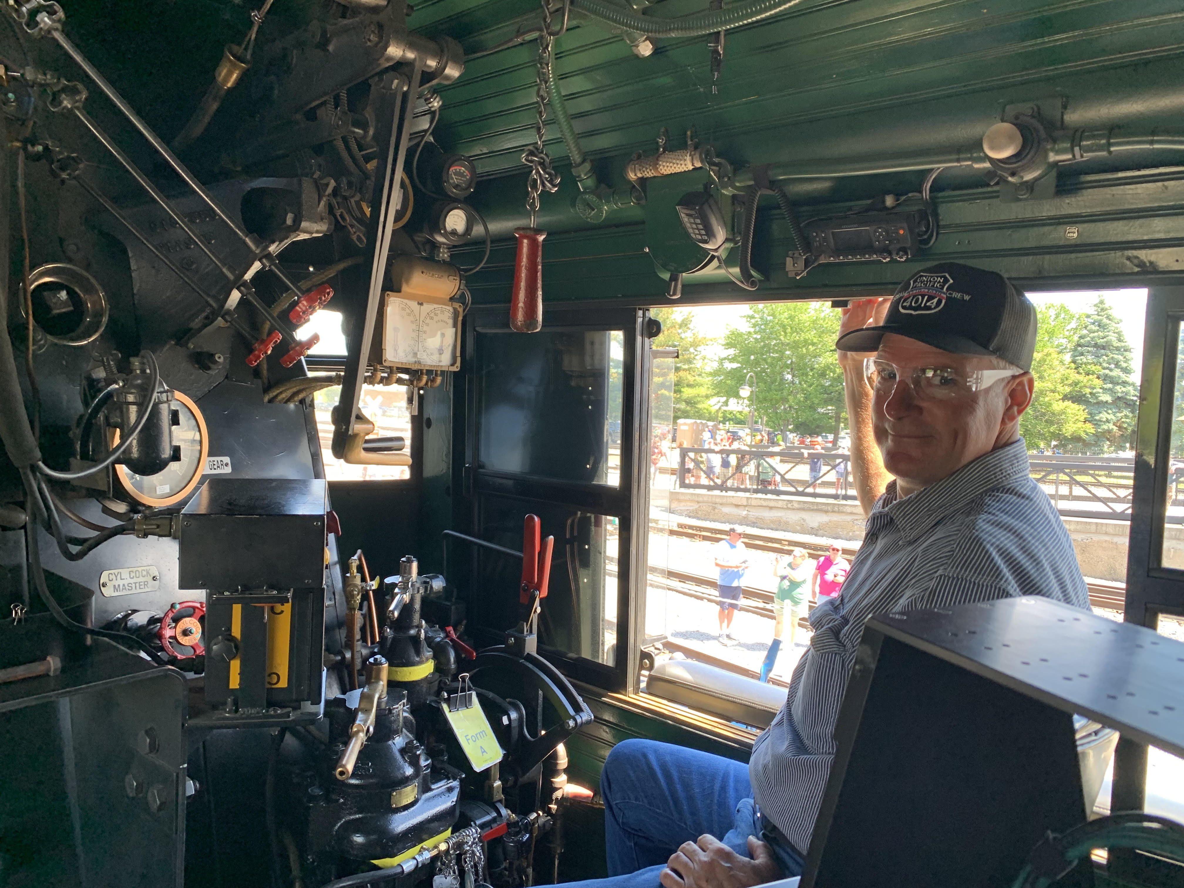 Union Pacific train engineer Ed Dickens in the driver’s seat...