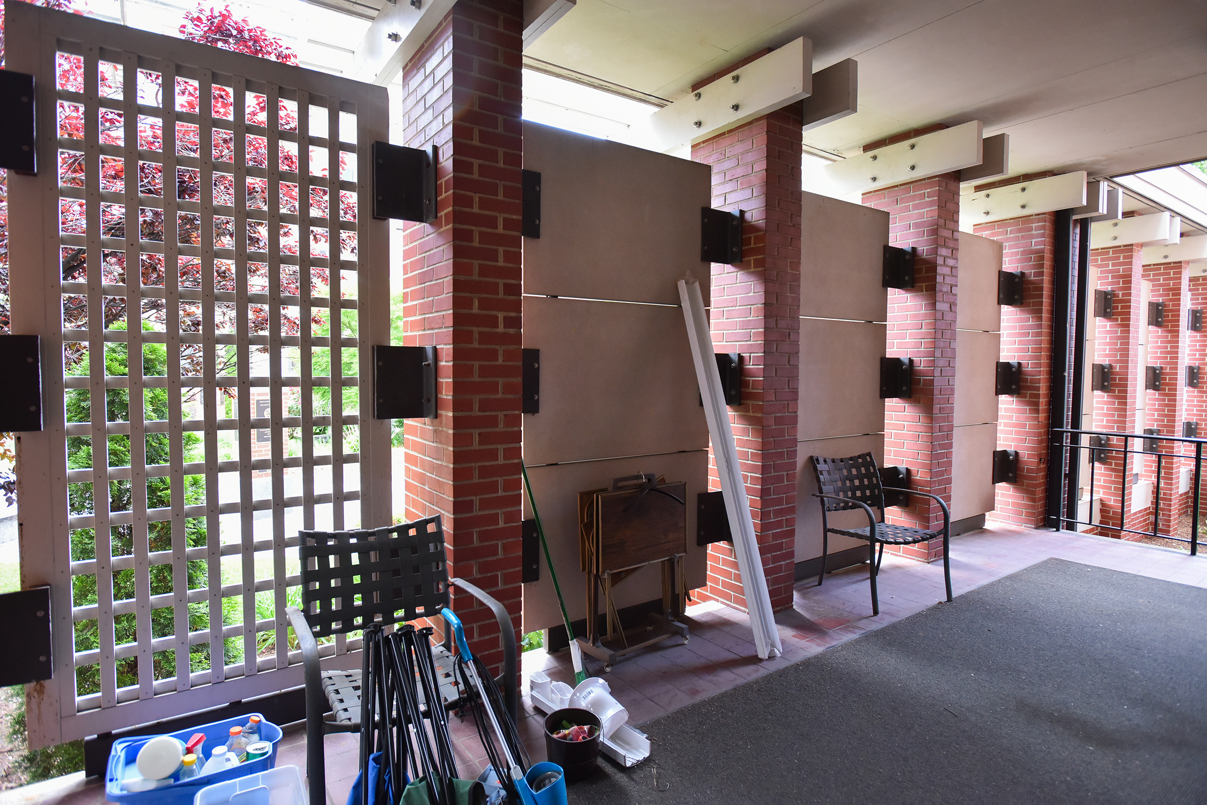 The back porch is seen at the St. Pius X...