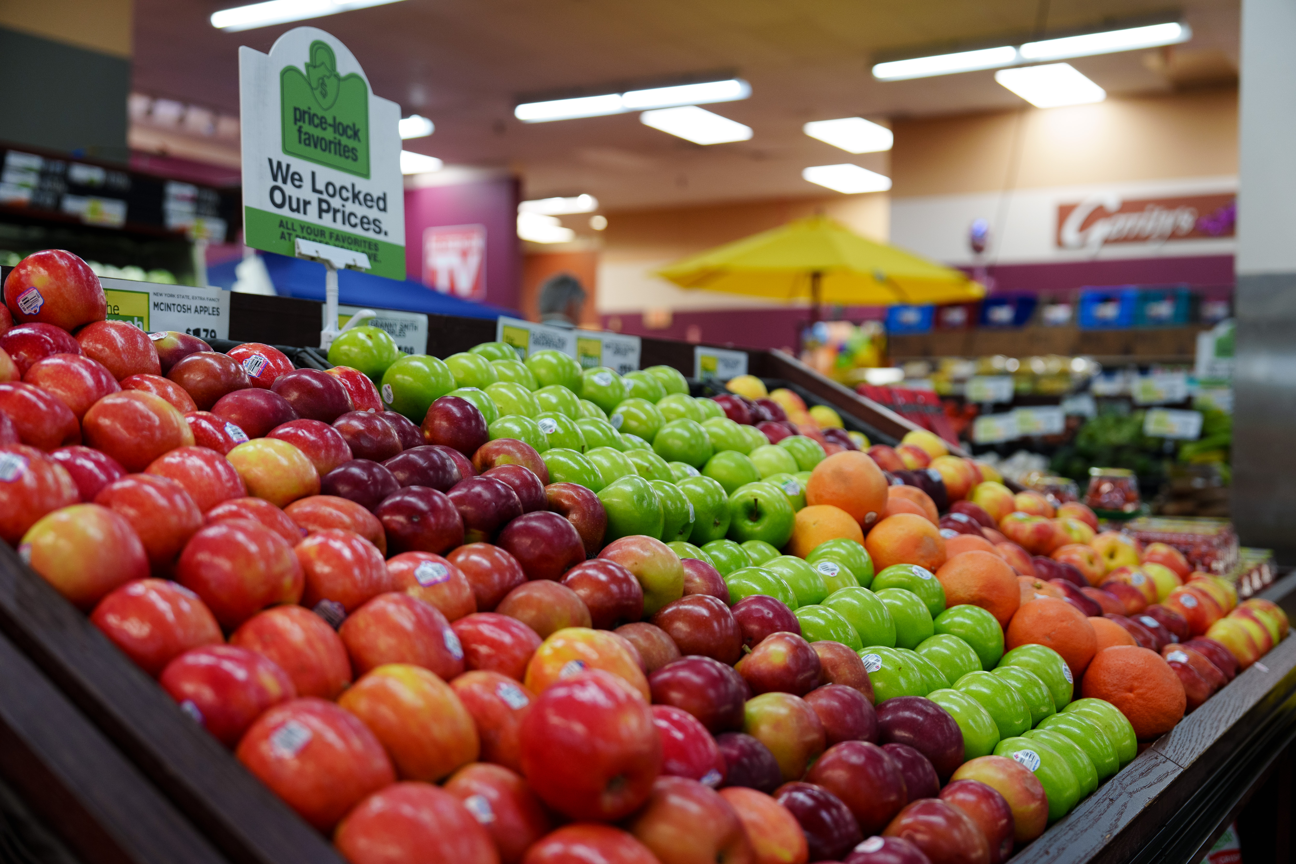 Apples are displayed in the produce section at Gerrity’s the...