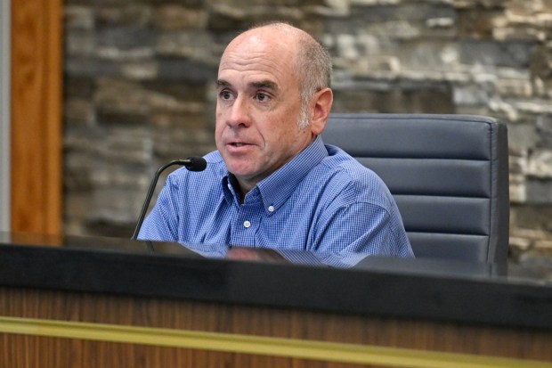 Councilmember Brian O'Connor speaks during a special Town Council meeting in Erie on June 16. (Matthew Jonas/Staff Photographer)