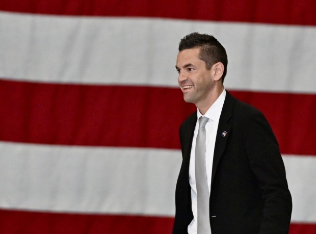 NASA Administrator Jared Isaacman takes the stage Tuesday, June 23, 2026, before President Donald J. Trump takes the stage at Mack Truck in Lower Macungie Township. (April Gamiz/The Morning Call)