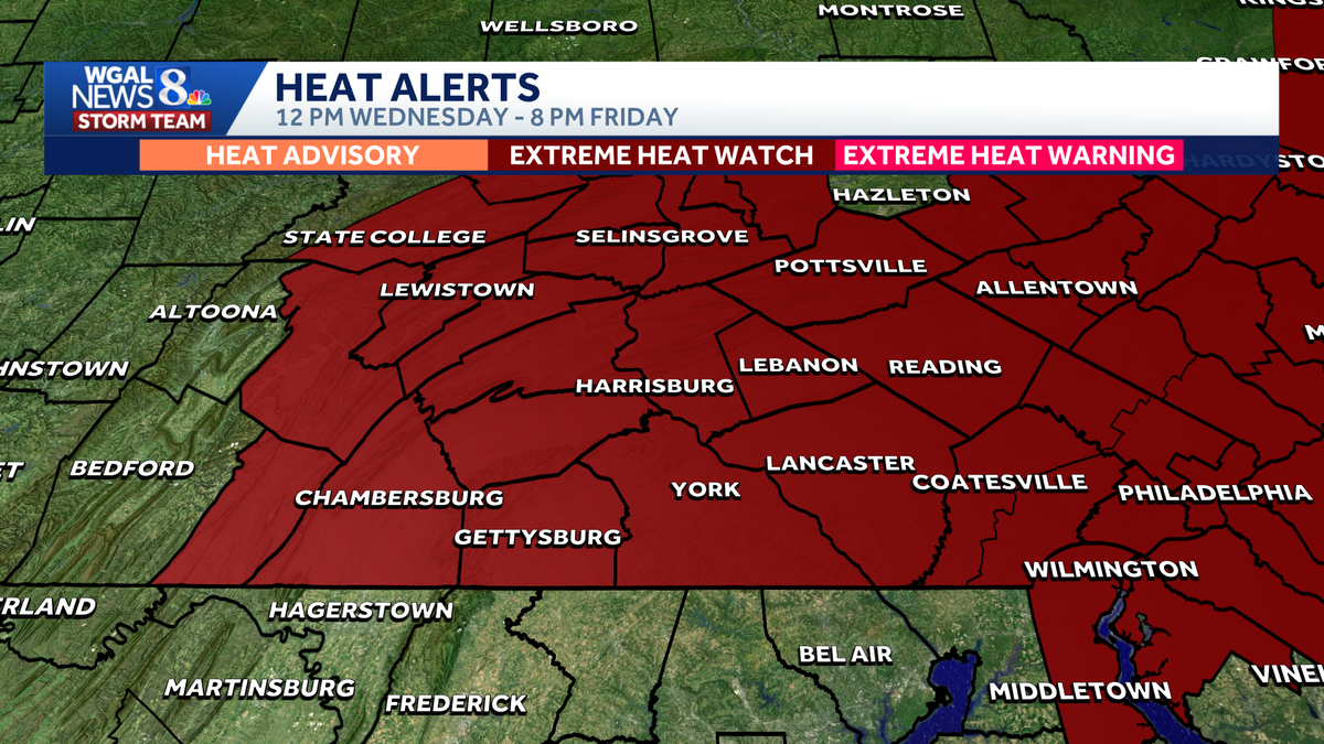 Extreme heat watch issued for south-central Pa. ahead of triple-digit scorcher
